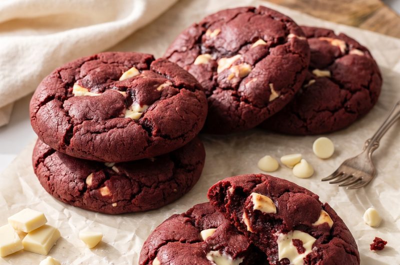 Fudgy Red Velvet Cookies